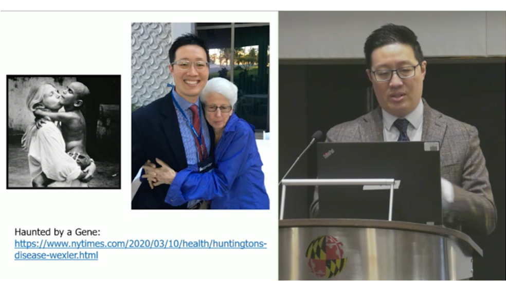 O Dr. Victor Sung, Professor de Neurologia da Universidade do Alabama, apresentou uma panorâmica clínica da doença de Huntington, descrevendo em pormenor o trabalho realizado pela Dra. Nancy Wexler para descobrir a causa genética da doença de Huntington.